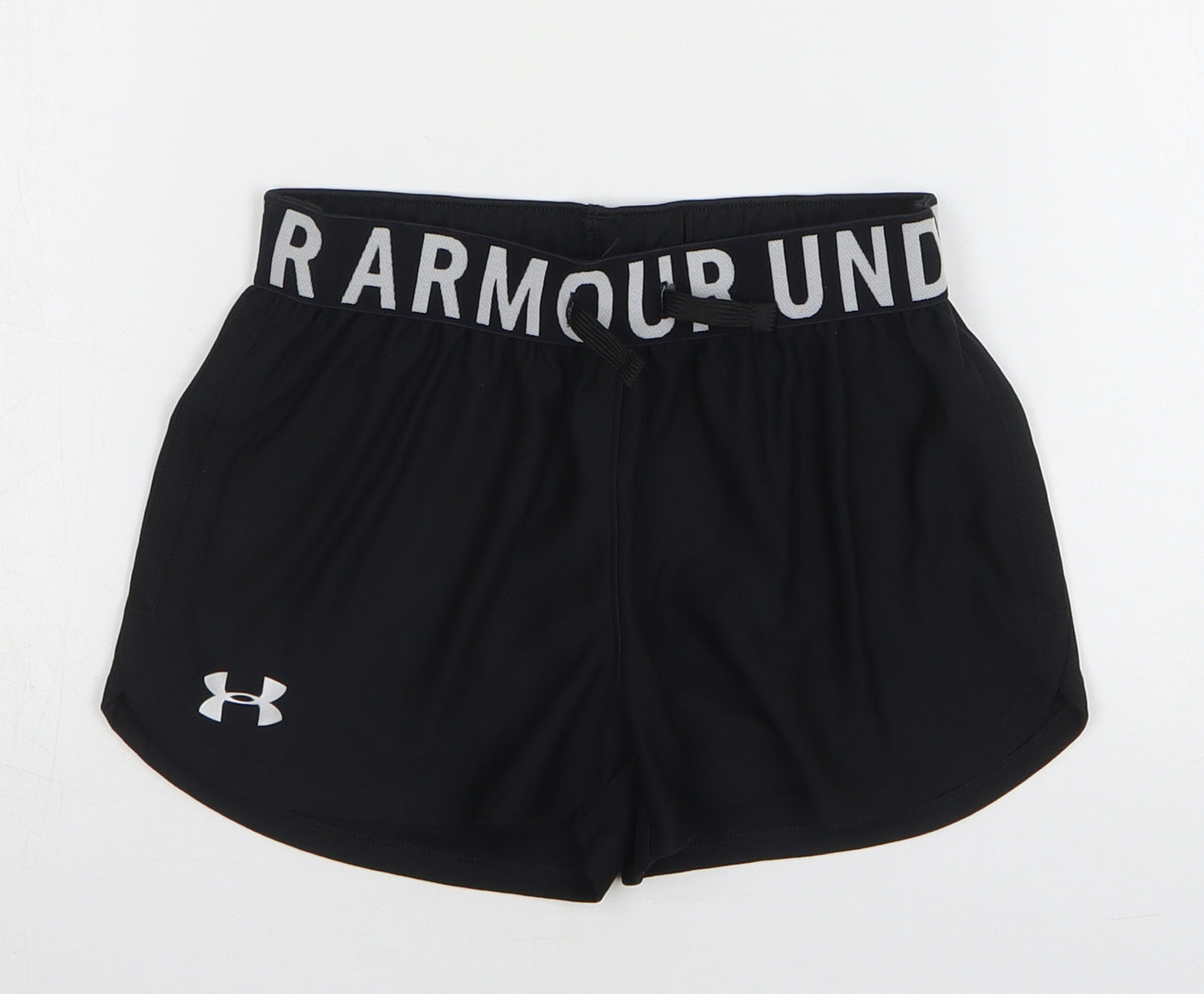 Under armour Girls Black Polyester Sweat Shorts Size M Regular Drawstring