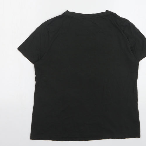 H&M Womens Black Polyester Basic T-Shirt Size S Round Neck - C'est toi, mon cheri