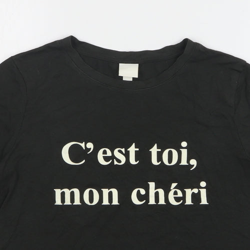 H&M Womens Black Polyester Basic T-Shirt Size S Round Neck - C'est toi, mon cheri