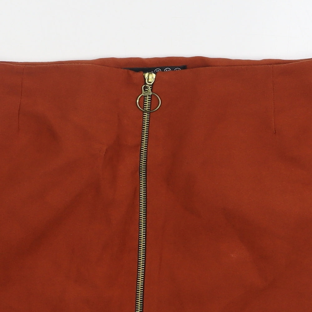 Atmosphere Womens Brown Polyester Mini Skirt Size 16 Zip