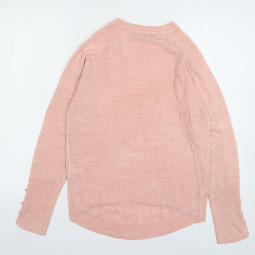 Primark Womens Pink Round Neck Acrylic Pullover Jumper Size 4
