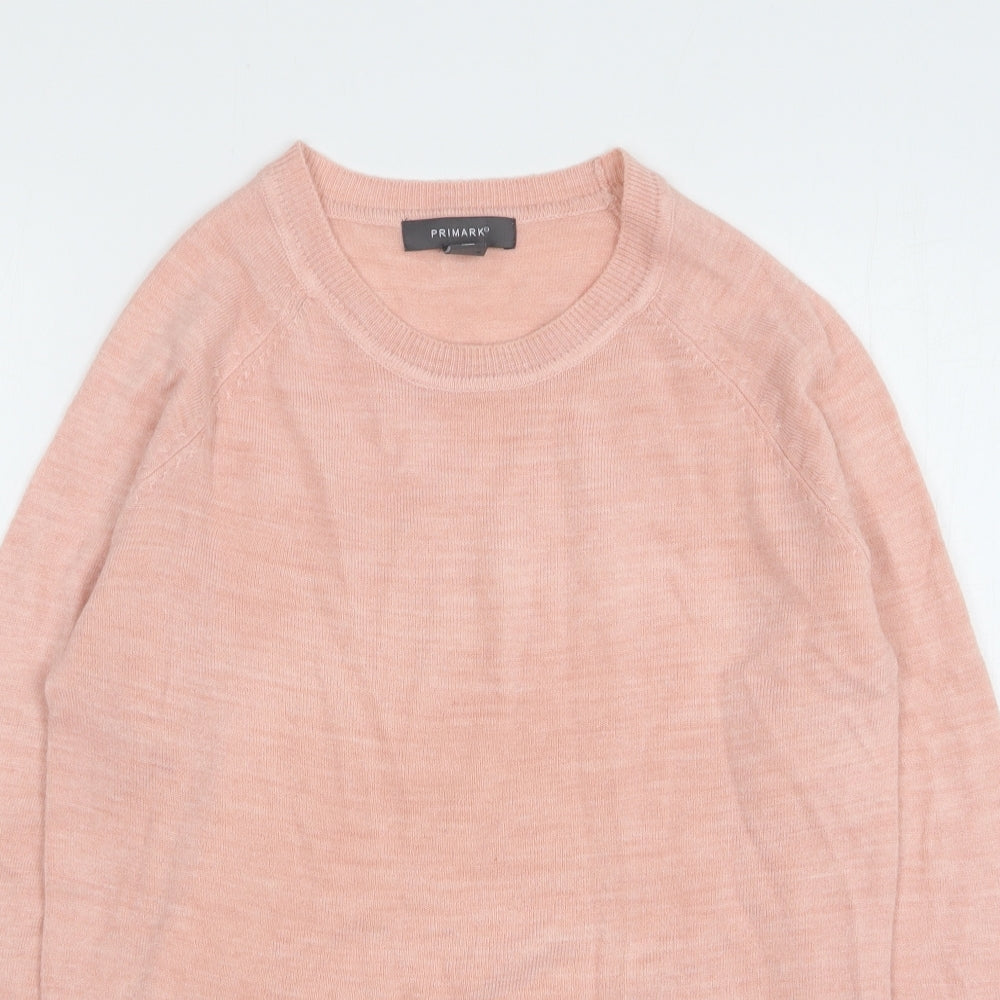 Primark Womens Pink Round Neck Acrylic Pullover Jumper Size 4