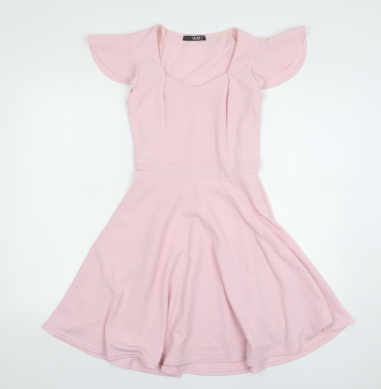 Quiz Womens Pink Polyester Skater Dress Size 6 Sweetheart Pullover