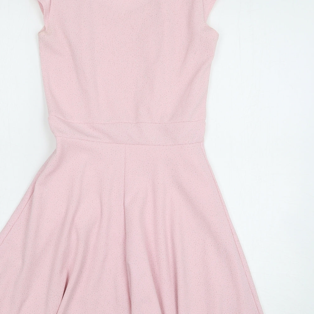 Quiz Womens Pink Polyester Skater Dress Size 6 Sweetheart Pullover