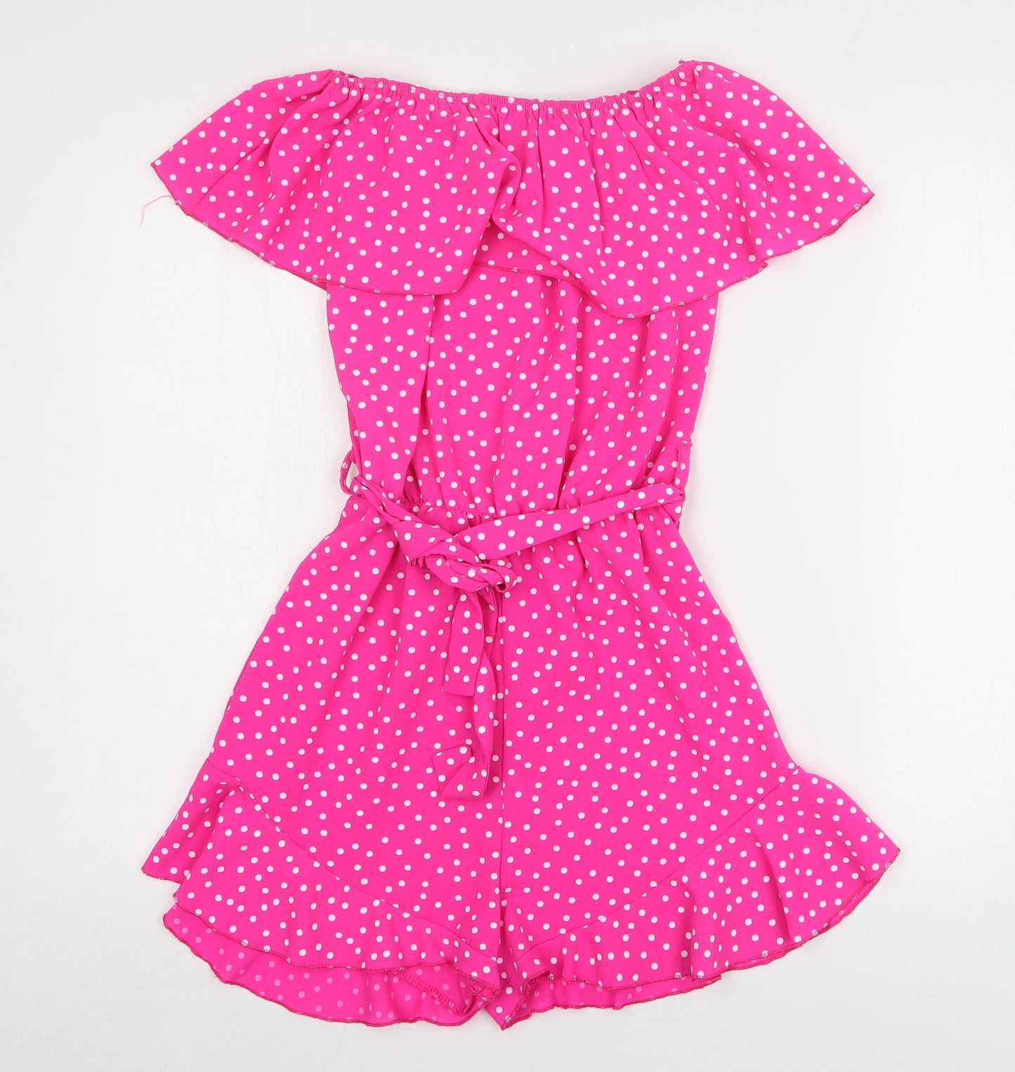 Quiz Womens Pink Polka Dot Polyester Playsuit One-Piece Size 6 L3 in Pullover