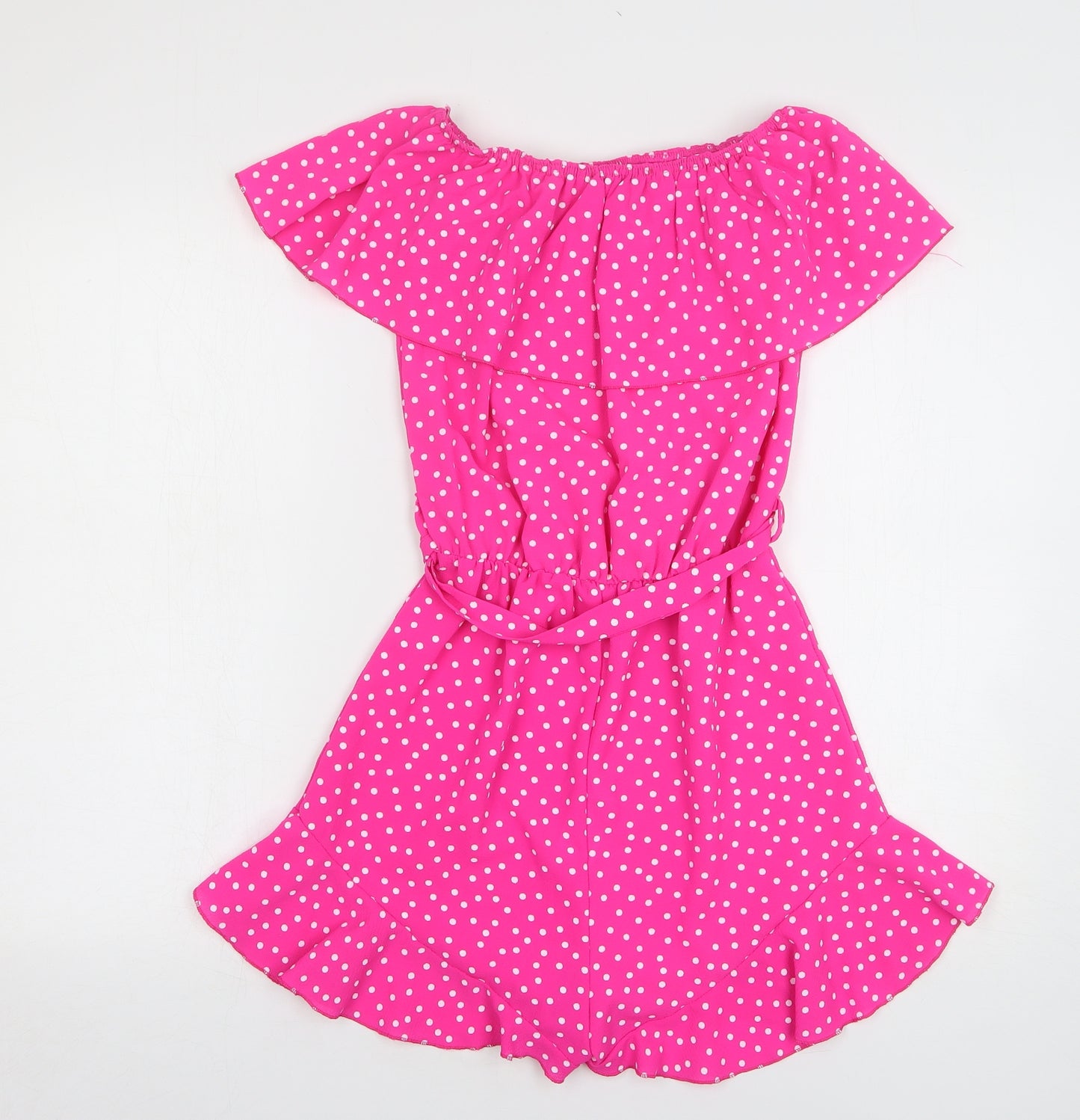 Quiz Womens Pink Polka Dot Polyester Playsuit One-Piece Size 6 L3 in Pullover