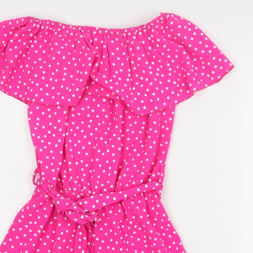 Quiz Womens Pink Polka Dot Polyester Playsuit One-Piece Size 6 L3 in Pullover