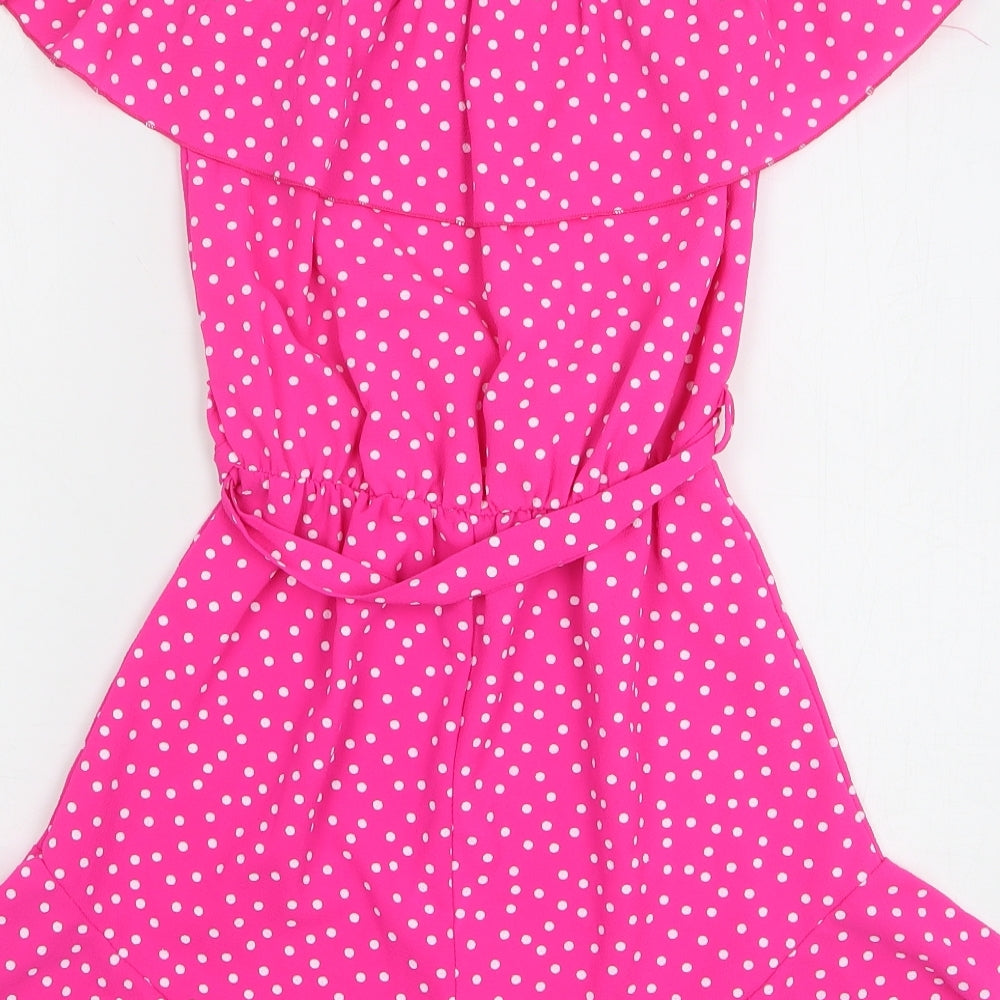 Quiz Womens Pink Polka Dot Polyester Playsuit One-Piece Size 6 L3 in Pullover