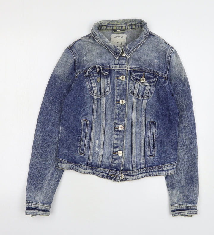 Denim & Co. Womens Blue Jacket Size 8 Button