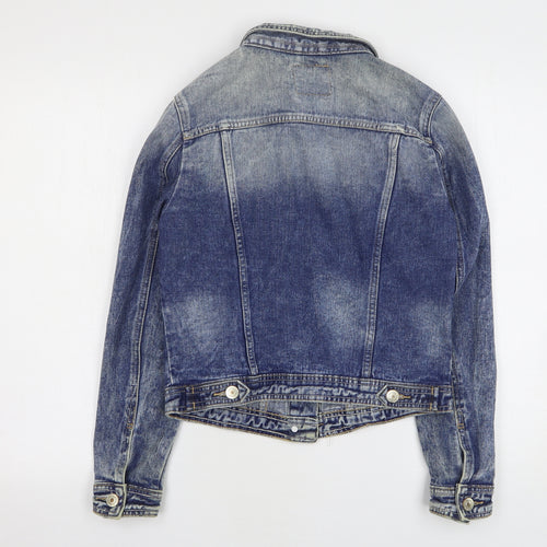 Denim & Co. Womens Blue Jacket Size 8 Button