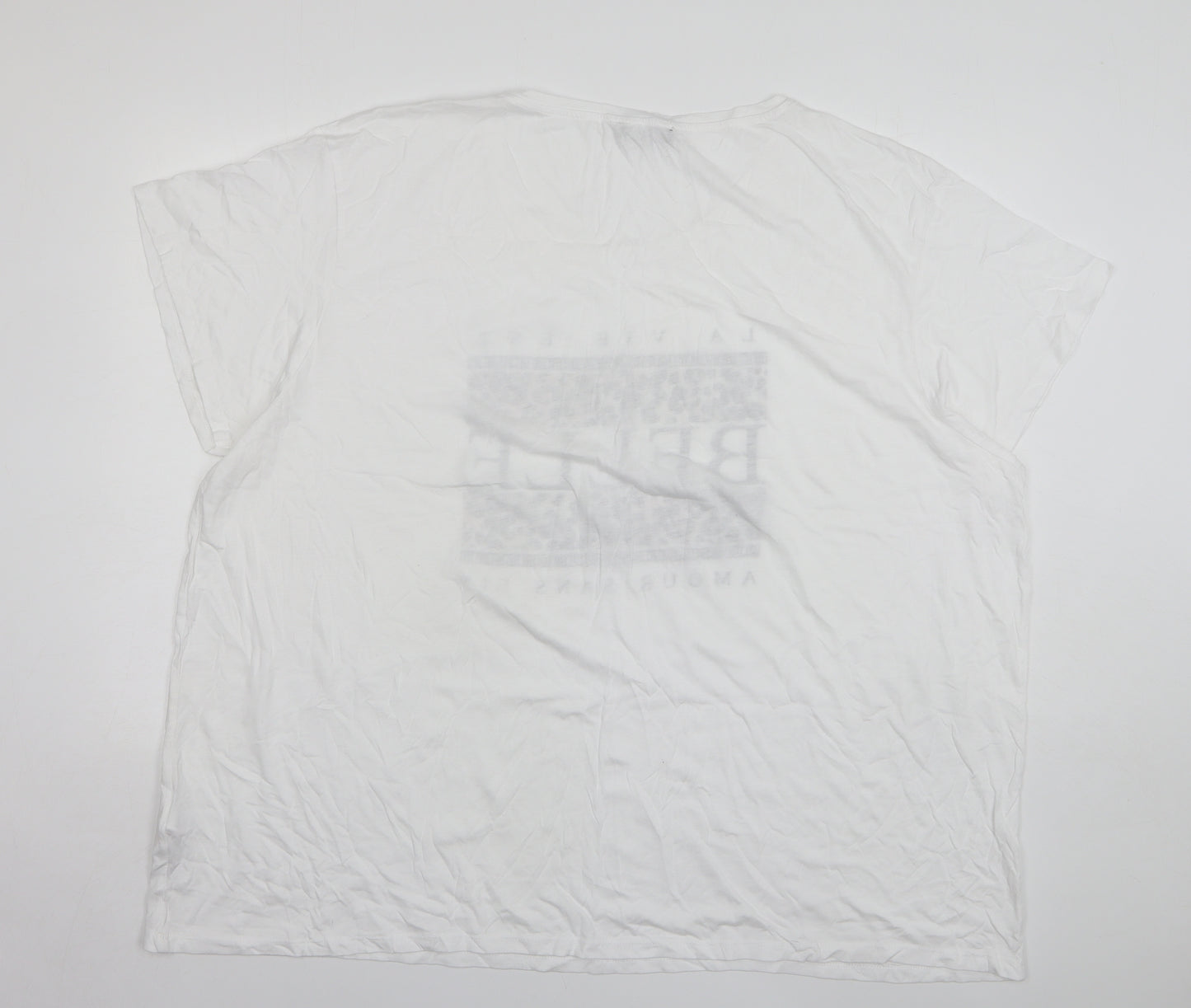 New Look Womens White Cotton Basic T-Shirt Size 32 Round Neck - La Vie Est Belle, Leopard Print