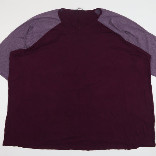 Yours Womens Purple Viscose Basic T-Shirt Size 34 Round Neck