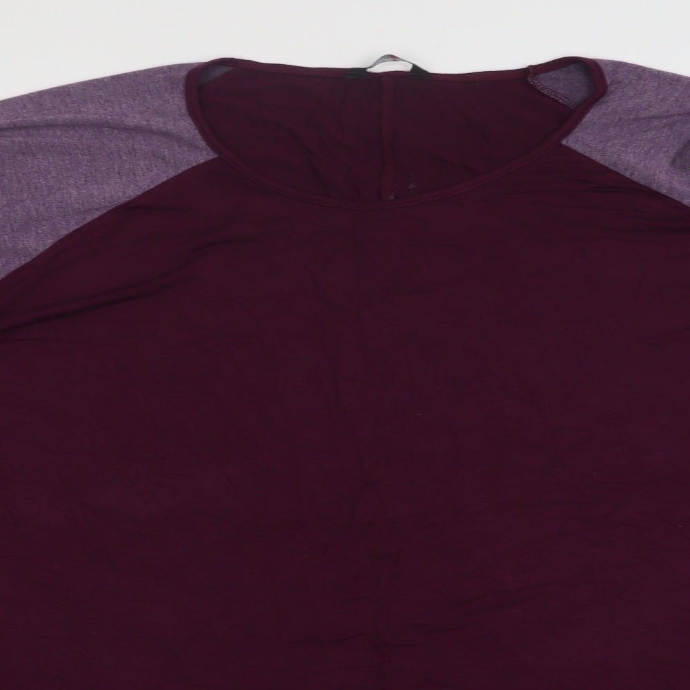 Yours Womens Purple Viscose Basic T-Shirt Size 34 Round Neck