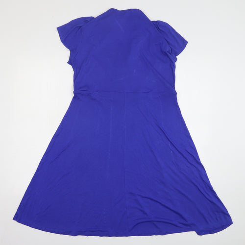 NEXT Womens Blue Viscose Skater Dress Size 16 Collared