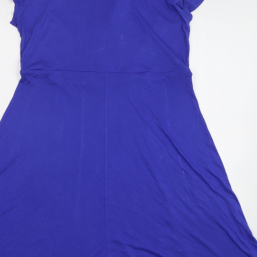 NEXT Womens Blue Viscose Skater Dress Size 16 Collared