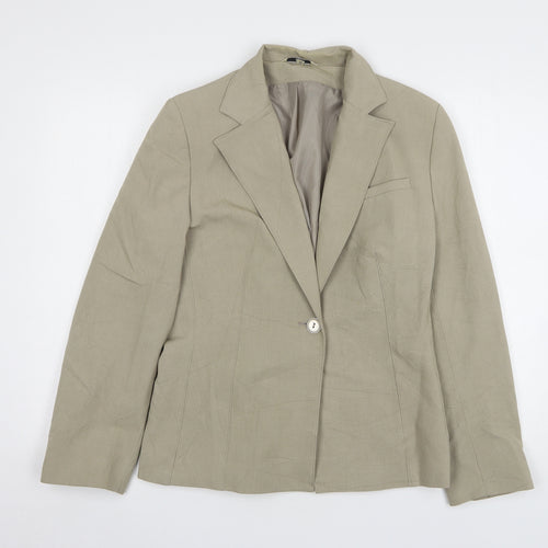 Klass Womens Beige Polyester Jacket Suit Jacket Size 12