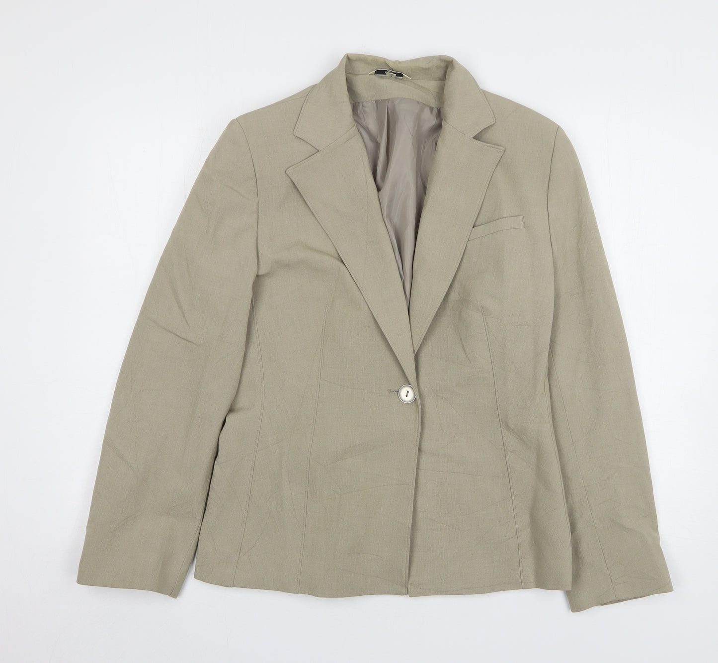 Klass Womens Beige Polyester Jacket Suit Jacket Size 12