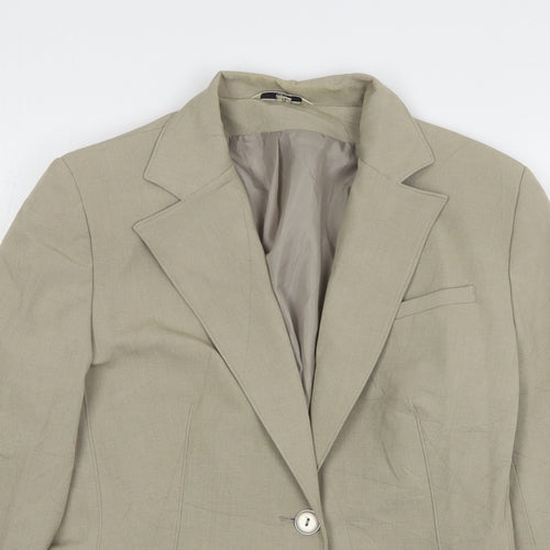 Klass Womens Beige Polyester Jacket Suit Jacket Size 12