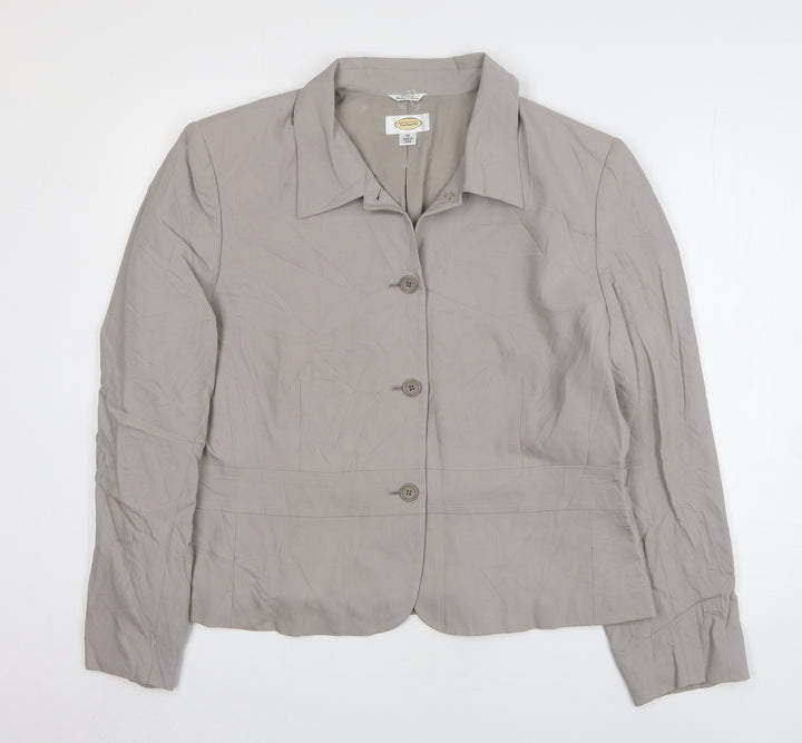Talbots Womens Grey Wool Jacket Blazer Size 18
