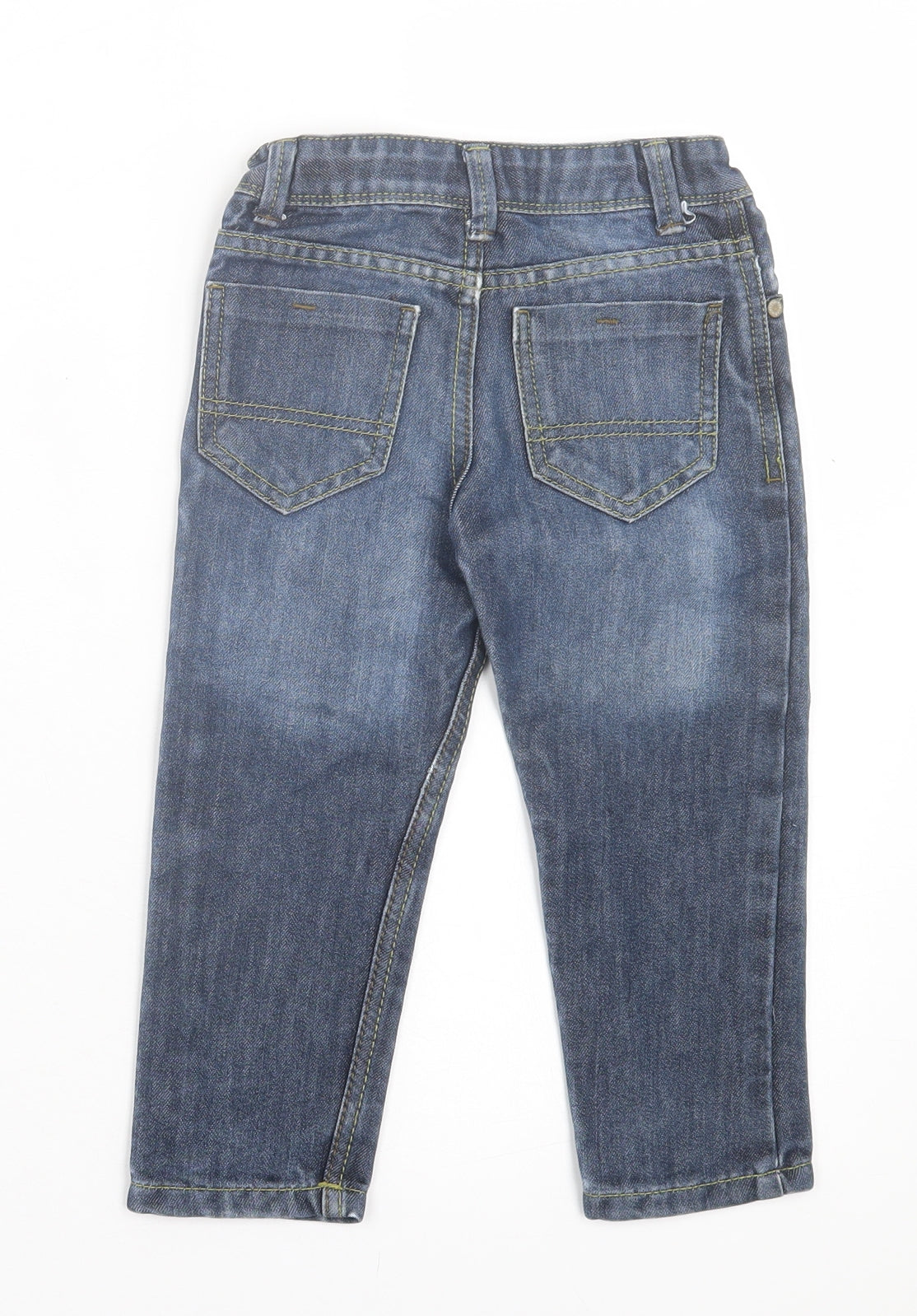 Denim & Co. Boys Blue Cotton Straight Jeans Size 3-4 Years Regular Button