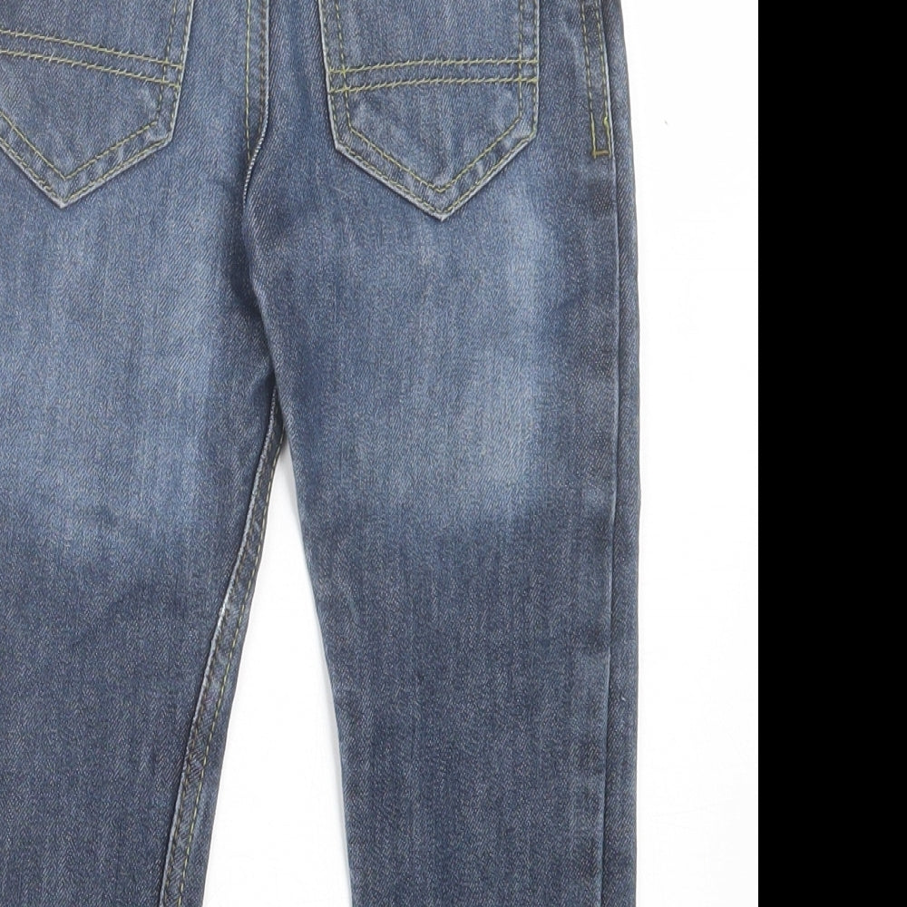 Denim & Co. Boys Blue Cotton Straight Jeans Size 3-4 Years Regular Button