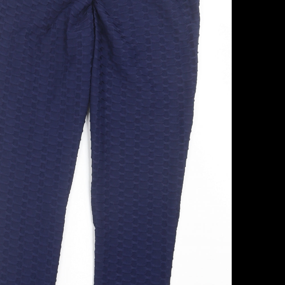 Matalan Womens Blue Polyester Capri Leggings Size 18 L28 in Regular Pullover - Honeycomb Leggings