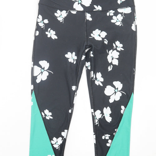 Fabletics Womens Black Floral Polyester Cropped Leggings Size S L20 in Regular Pullover