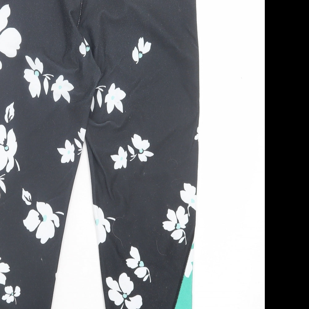 Fabletics Womens Black Floral Polyester Cropped Leggings Size S L20 in Regular Pullover