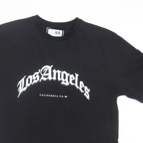 Matalan Mens Black Cotton T-Shirt Size S Crew Neck - Los Angeles