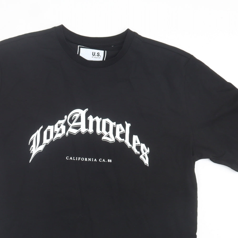 Matalan Mens Black Cotton T-Shirt Size S Crew Neck - Los Angeles