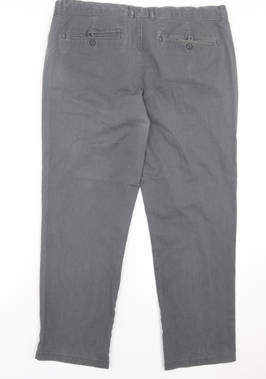 TU Mens Grey Cotton Chino Trousers Size 38 in L30 in Regular Button