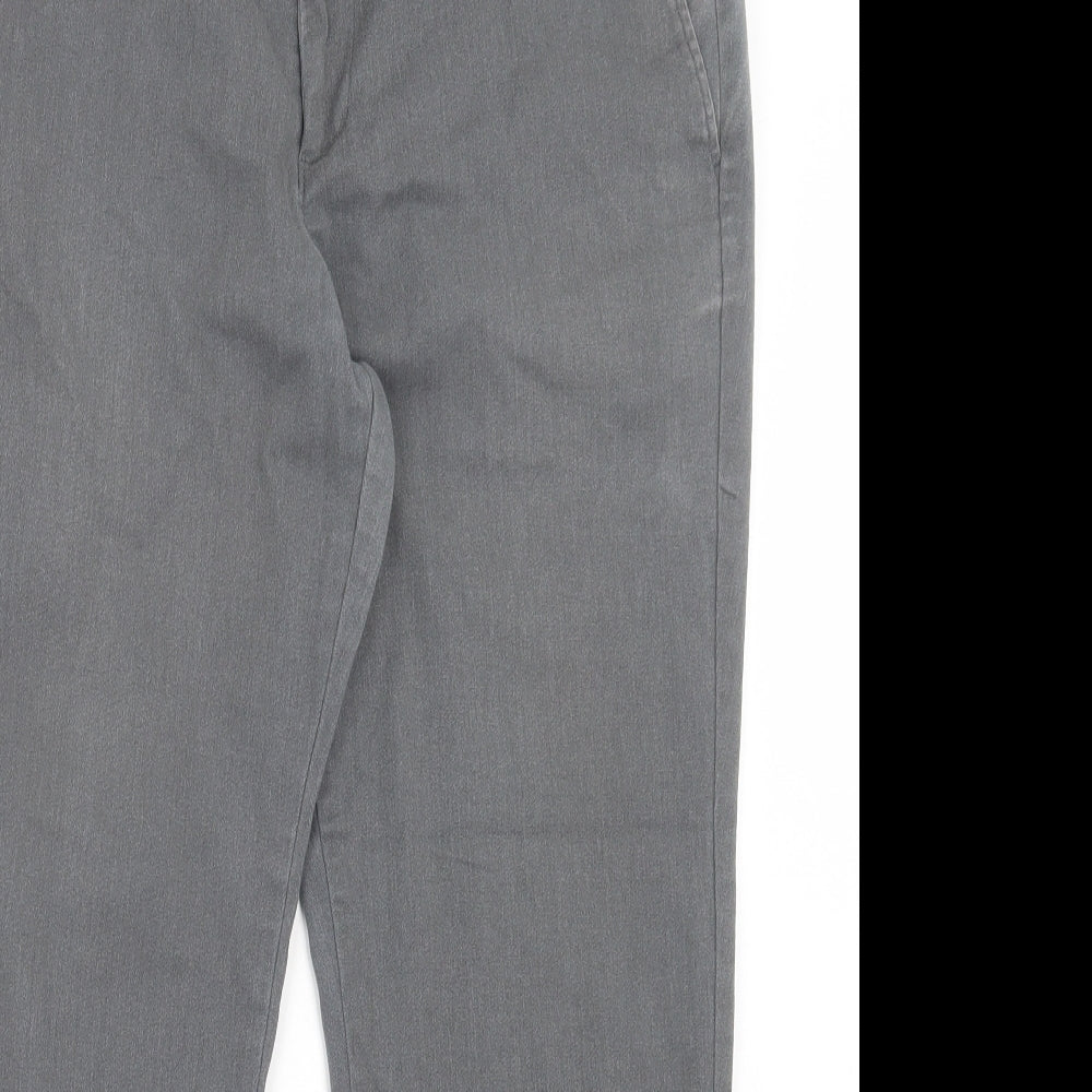 TU Mens Grey Cotton Chino Trousers Size 38 in L30 in Regular Button