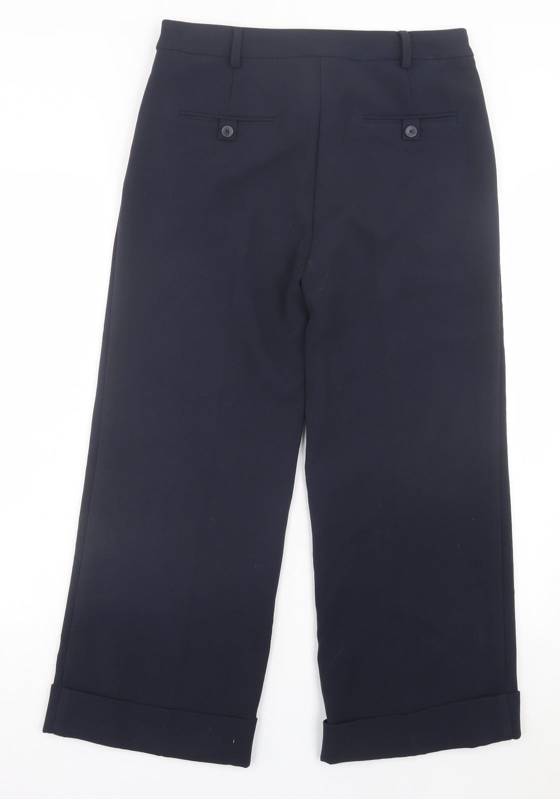 Marks and Spencer Womens Blue Polyester Trousers Size 12 L25 in Regular Hook & Eye