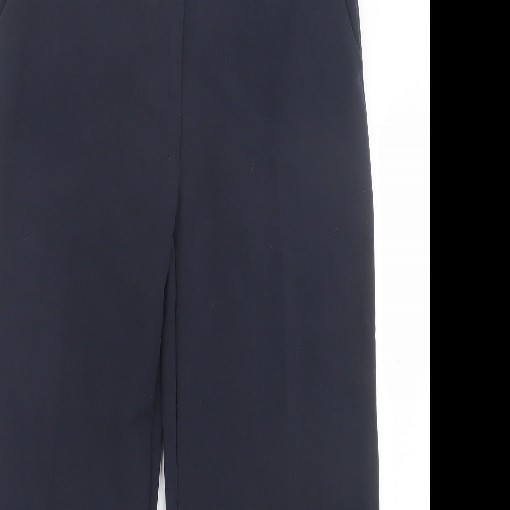 Marks and Spencer Womens Blue Polyester Trousers Size 12 L25 in Regular Hook & Eye