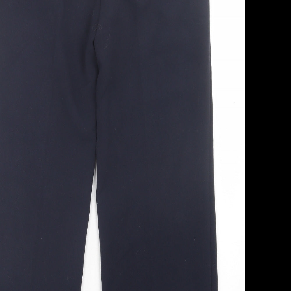 Marks and Spencer Womens Blue Polyester Trousers Size 12 L25 in Regular Hook & Eye