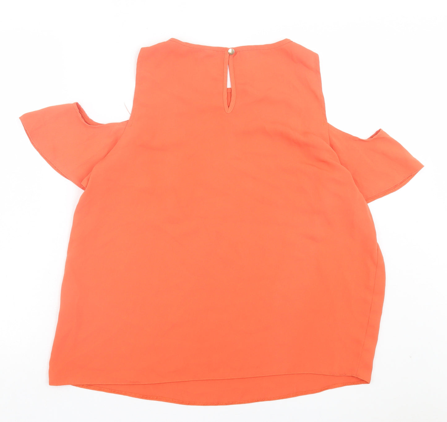 F&F Womens Orange Polyester Basic T-Shirt Size 16 Crew Neck - Cold Shoulder