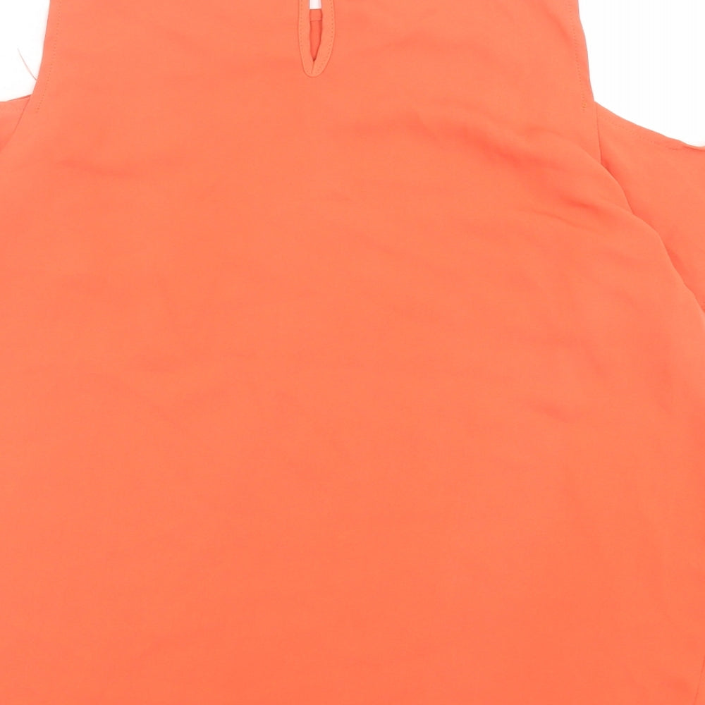 F&F Womens Orange Polyester Basic T-Shirt Size 16 Crew Neck - Cold Shoulder