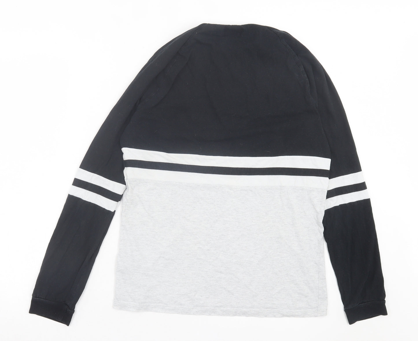 Topman Mens Black Striped Cotton T-Shirt Size S Crew Neck