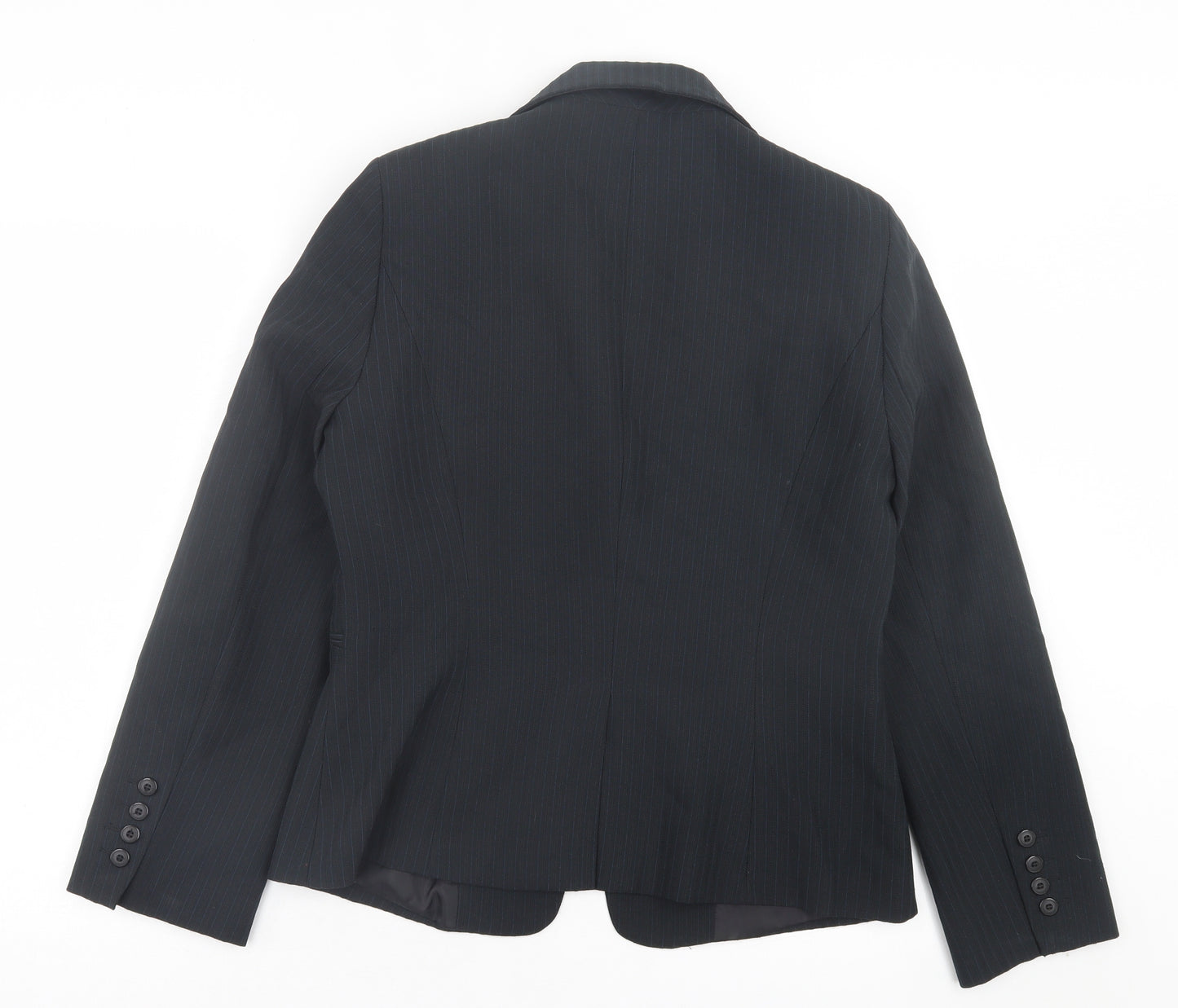 Primark Womens Black Striped Jacket Blazer Size 14 Button