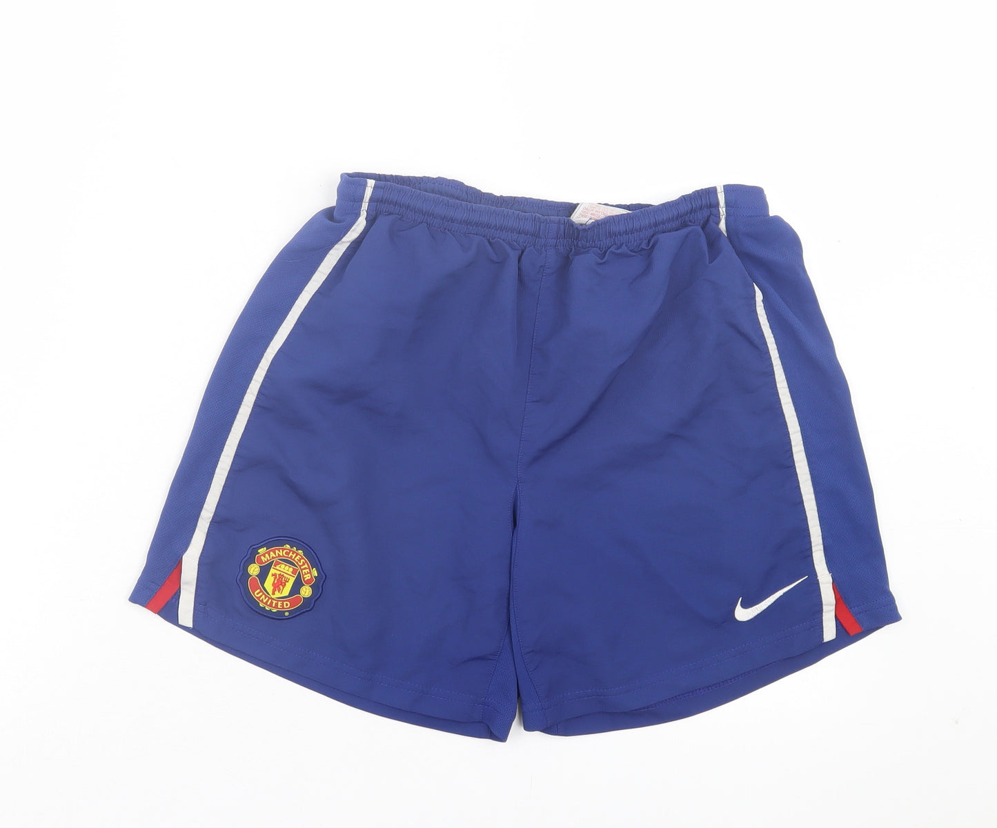 Nike Boys Blue Polyester Sweat Shorts Size 12-13 Years Regular Tie - Manchester United FC