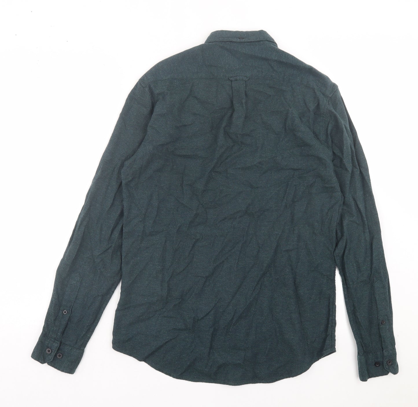Farah Mens Green Cotton Button-Up Size M Collared Button