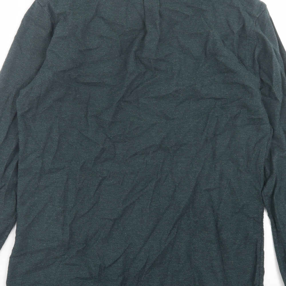 Farah Mens Green Cotton Button-Up Size M Collared Button