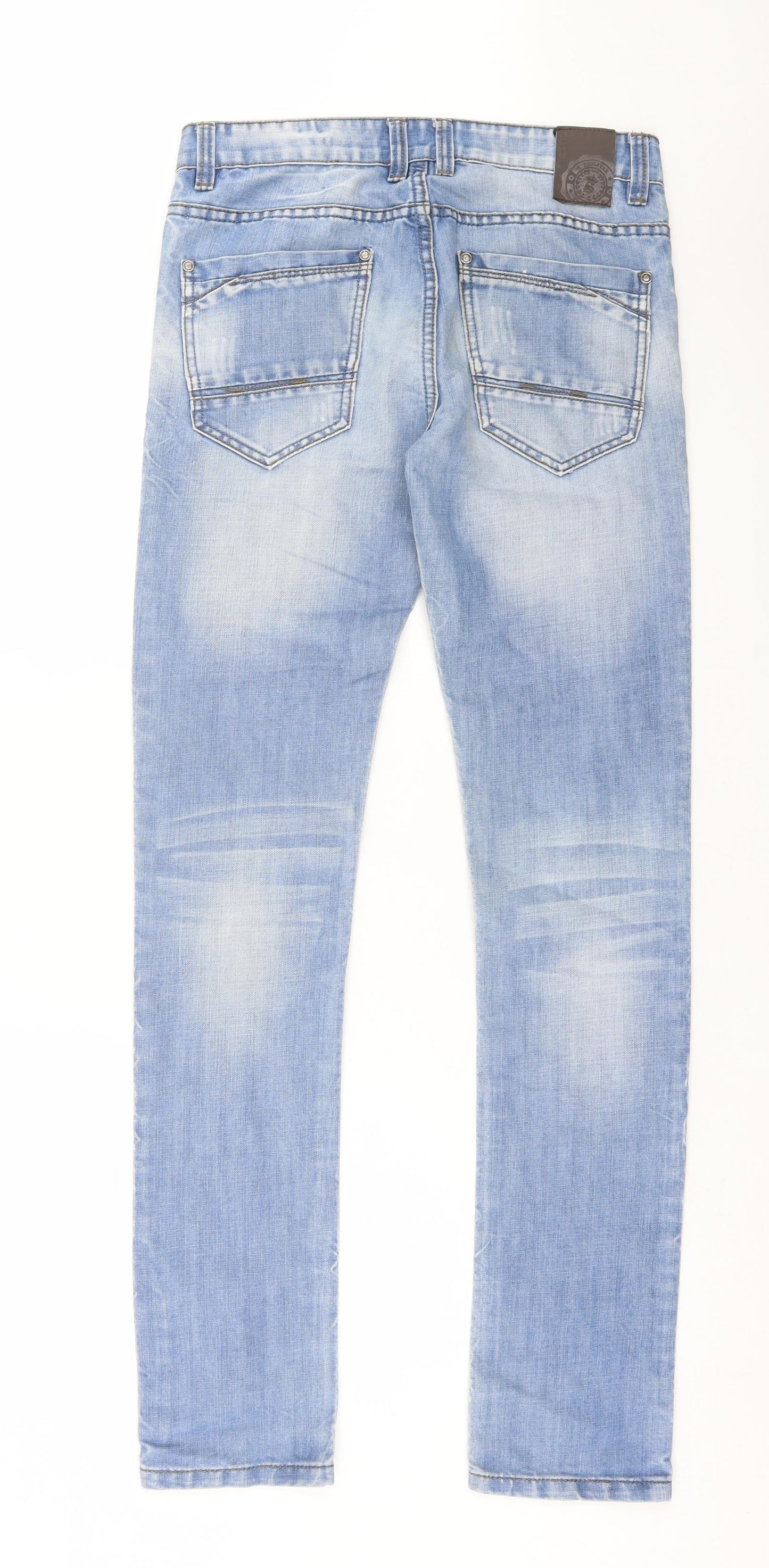 Soul Star Mens Blue Cotton Straight Jeans Size 30 in L34 in Slim Button - Long Leg