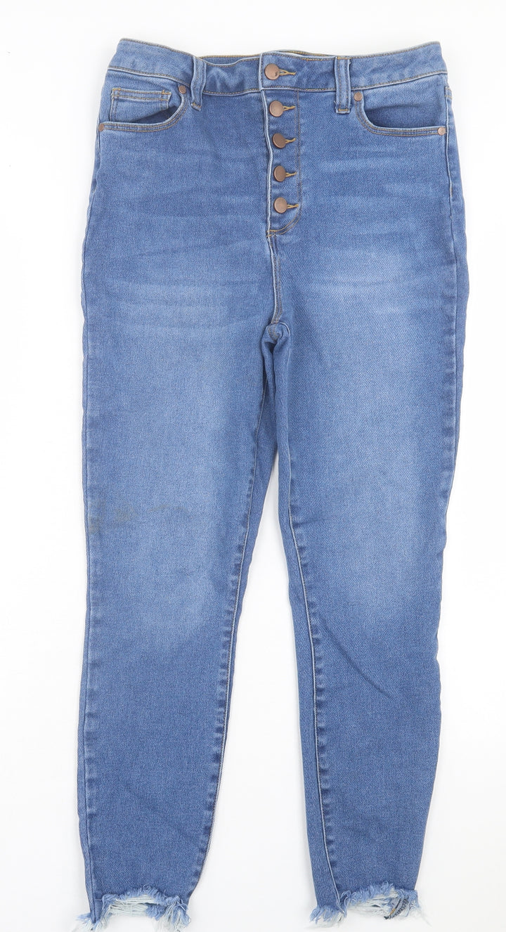 JustFab Womens Blue Cotton Skinny Jeans Size 32 in L26 in Regular Button - Ankle Grazer