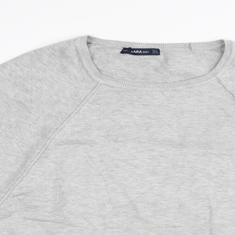 Zara Womens Grey Viscose Pullover Sweatshirt Size M - Cut Out Sleeves