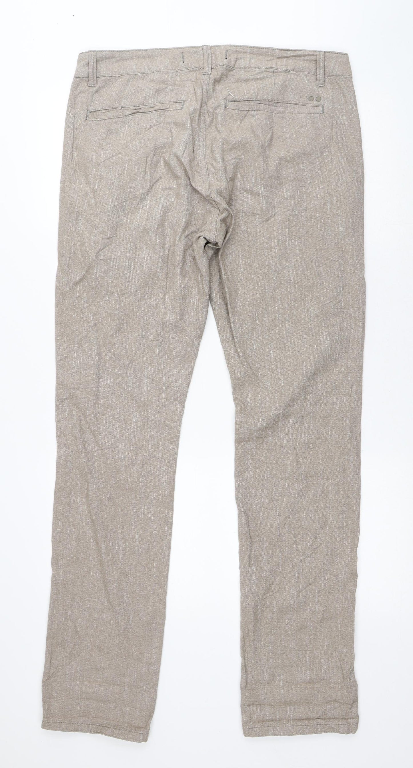 Wollner Mens Beige Leather Trousers Size 35 in L33 in Regular Button