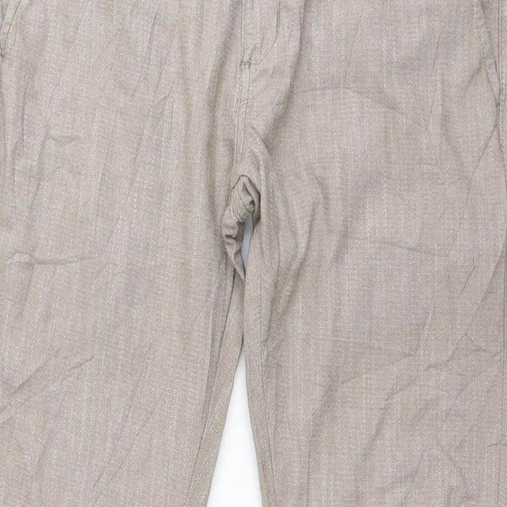 Wollner Mens Beige Leather Trousers Size 35 in L33 in Regular Button