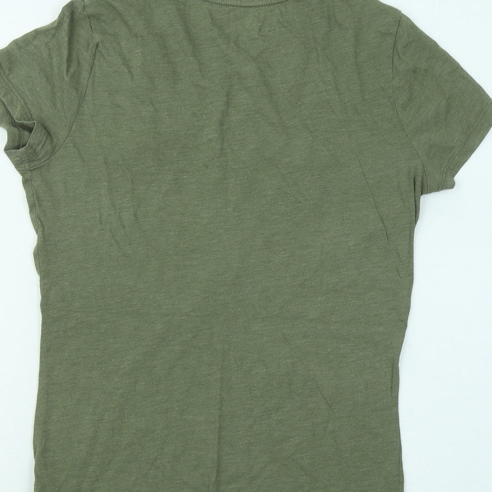 Classic Crew Womens Green Cotton Basic T-Shirt Size M Round Neck - Aero-NYC 1987