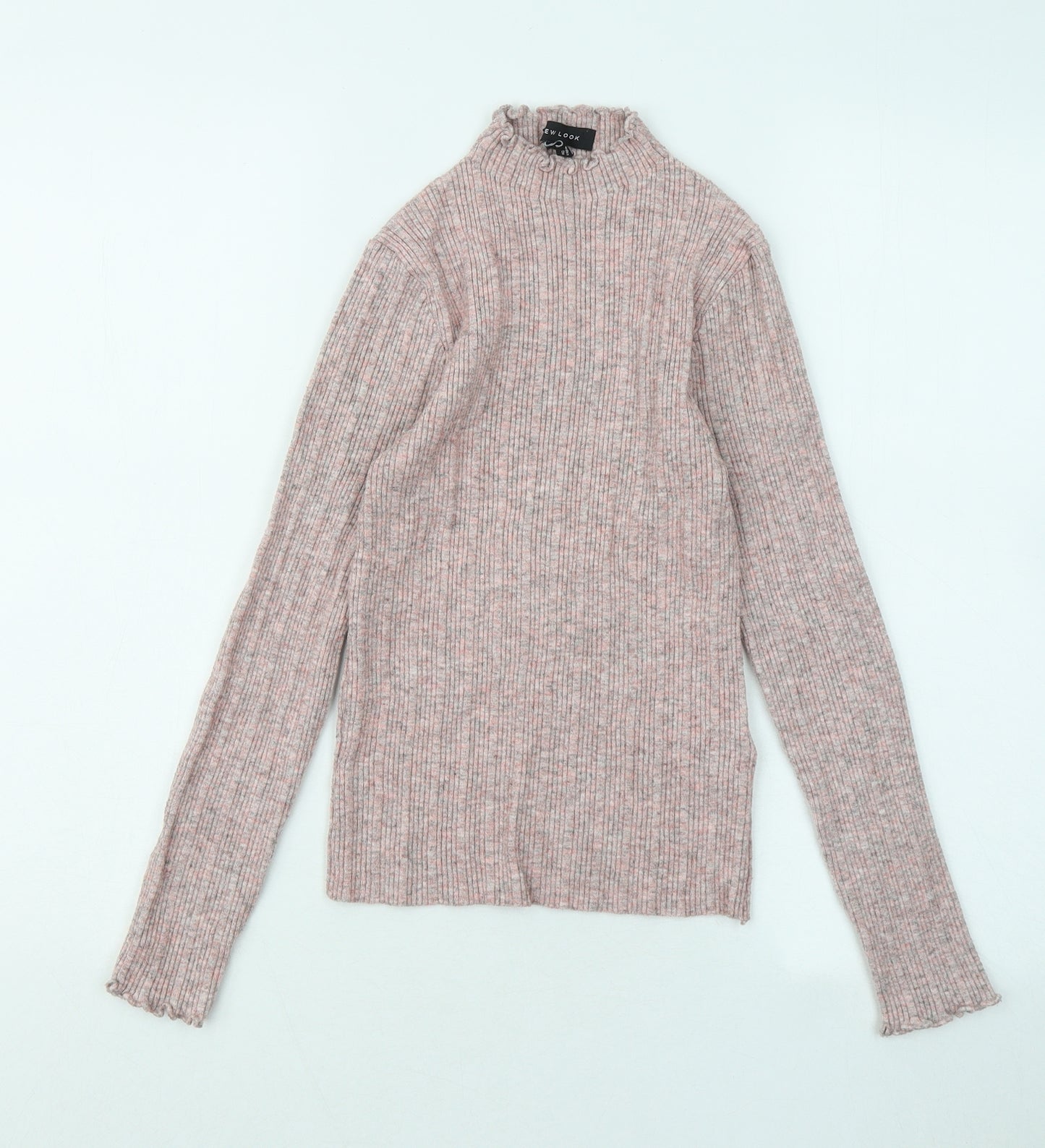 New Look Womens Pink Mock Neck Viscose Pullover Jumper Size 10