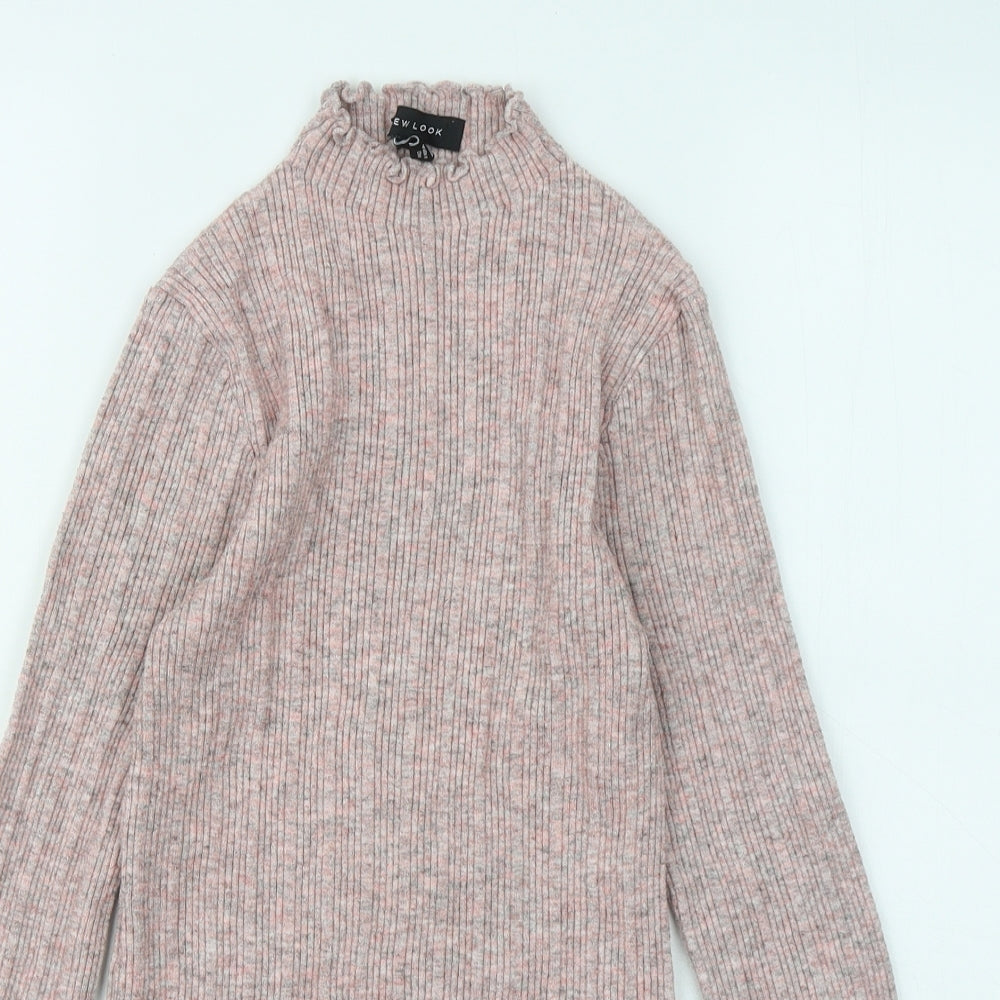 New Look Womens Pink Mock Neck Viscose Pullover Jumper Size 10